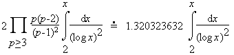 2 C x/log(x)^2
